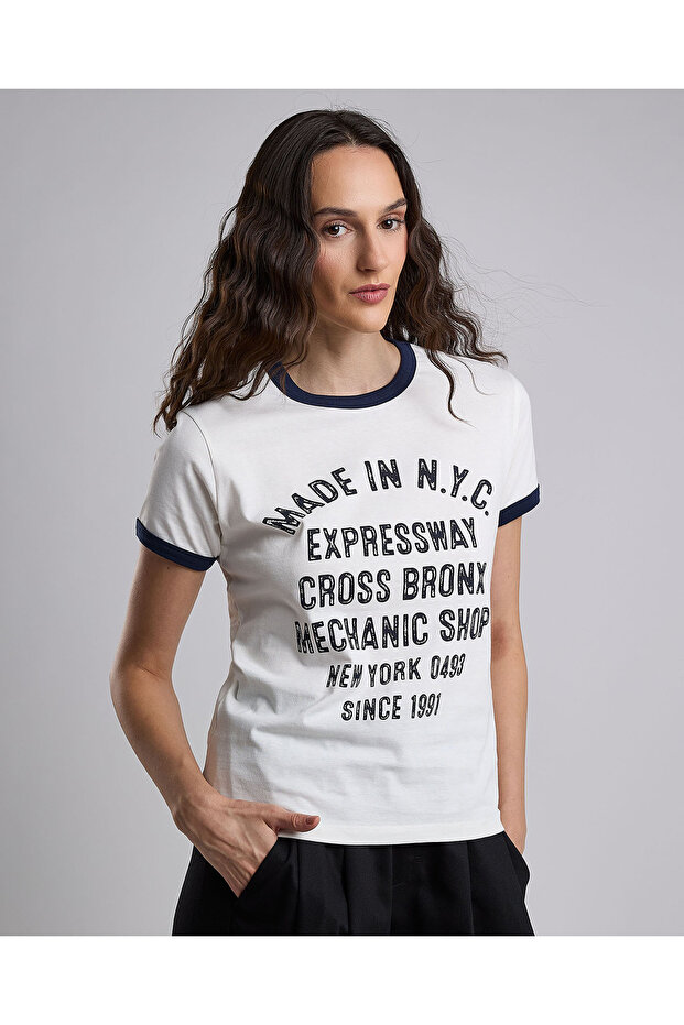 Printed T-Shirt with Crew Neck and Short Sleeves