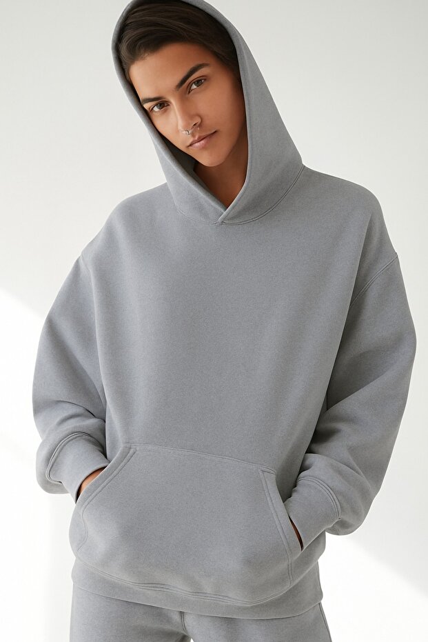 3 Yarn Combed Cotton Unisex Solid Color Sweatshirt