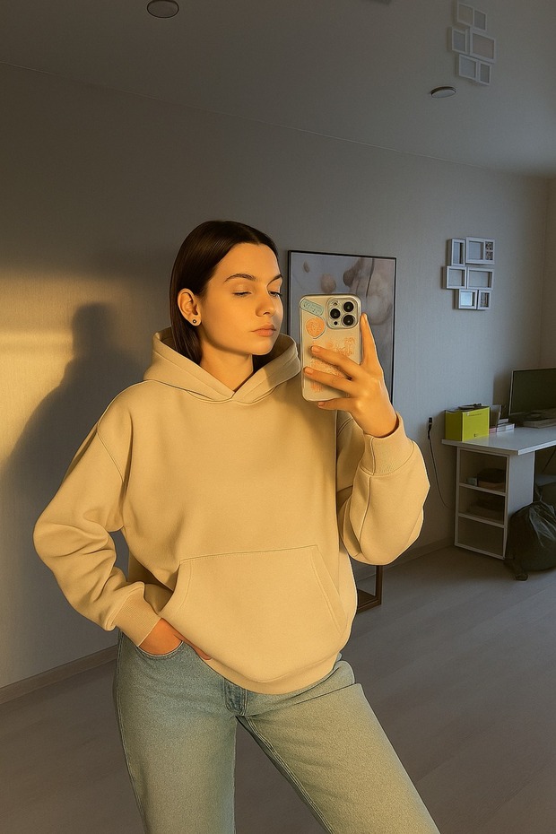 3 Yarn Combed Cotton Women's Solid Color Sweatshirt