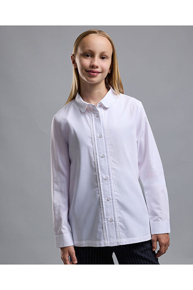 Solid Shirt with Classic Collar and Long Sleeves