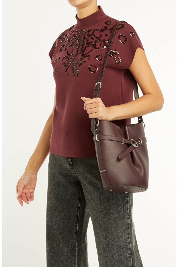 Bordo Kadın Postacı Çanta - 2