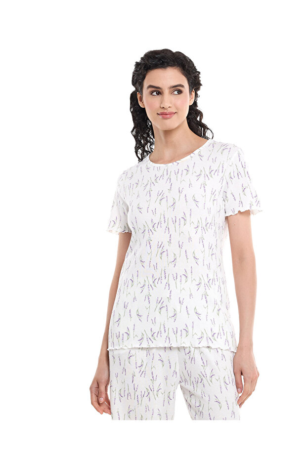 Printed Sleep Top with Short Sleeves