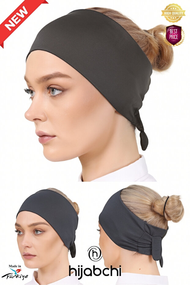 Luxury Bandana Bonnet Tie-Up Viscose Hijab Inner Bonnet - Smoked