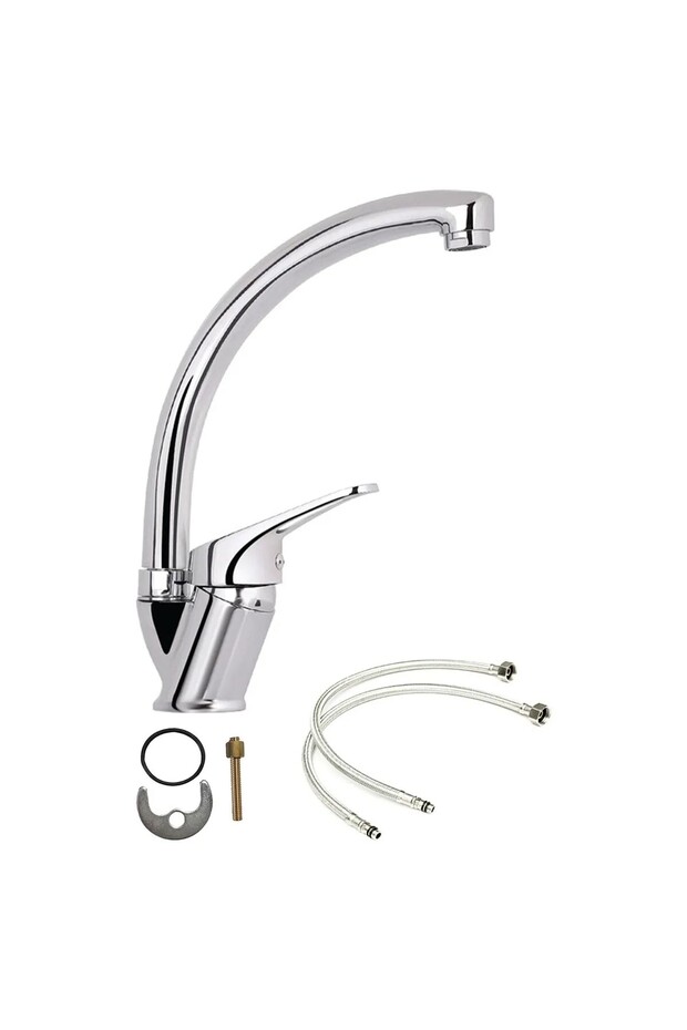 Chrome Swan Long Sink Faucet Kitchen Faucet Modern Design with Double Water Inlet 2 Years Warranty