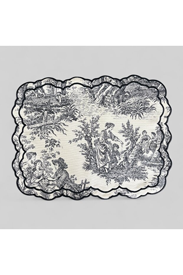 Toile De Jouy - American Service Black - 35X45 cm 1 Piece