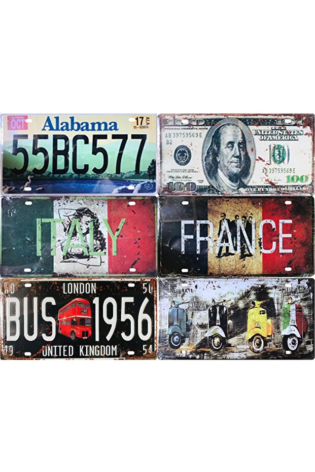 FFD 6-Pieces Wall Decoration Metal Poster Wall Plates Wall Decor