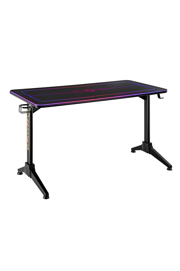 Skill Tech Cyberwarrior RGB Gaming Desk 1195x595mm Black w/ Drink Holder & Hook – SH BLD02-126