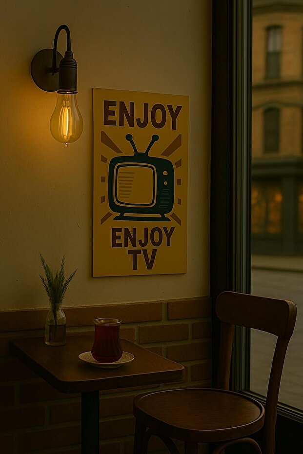 Tablo ( Mdf ) Tek Parça Retro Tasarım ( ENJOY TV ) 20cmx30cm - 1