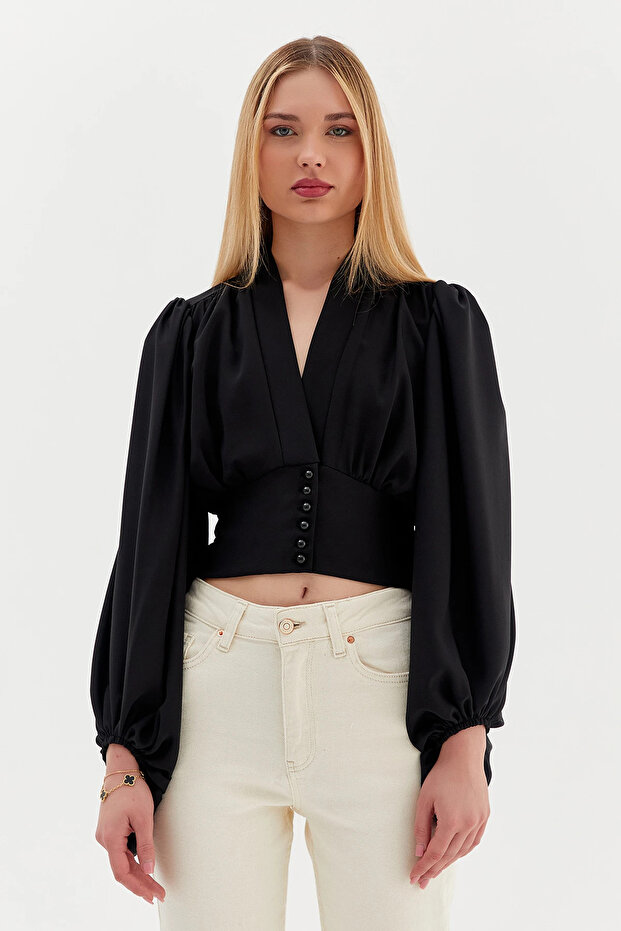 KADIN BEL KORSAJLI BLUZ - 1