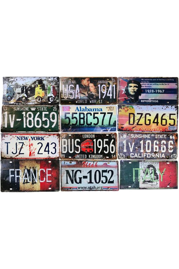 FFD 12 Pieces Decorative Wall Metal Plates - Vintage Tin Sign Metal Wall Decor Wall Plate Plaques