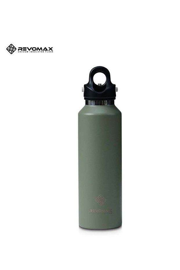 REVOMAX Threadless Vacuum Insulated Water Bottle -Effortless One-Hand Operation,Twist-Free, No-Screw Design 36H Cold,18H Hot Retention with Pressure Release Valve Olive Green-592ML/20oz