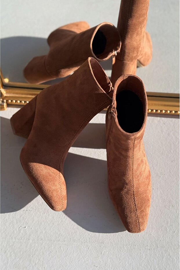 Larsew Süet Taba Yüksek Topuklu Bot - 5