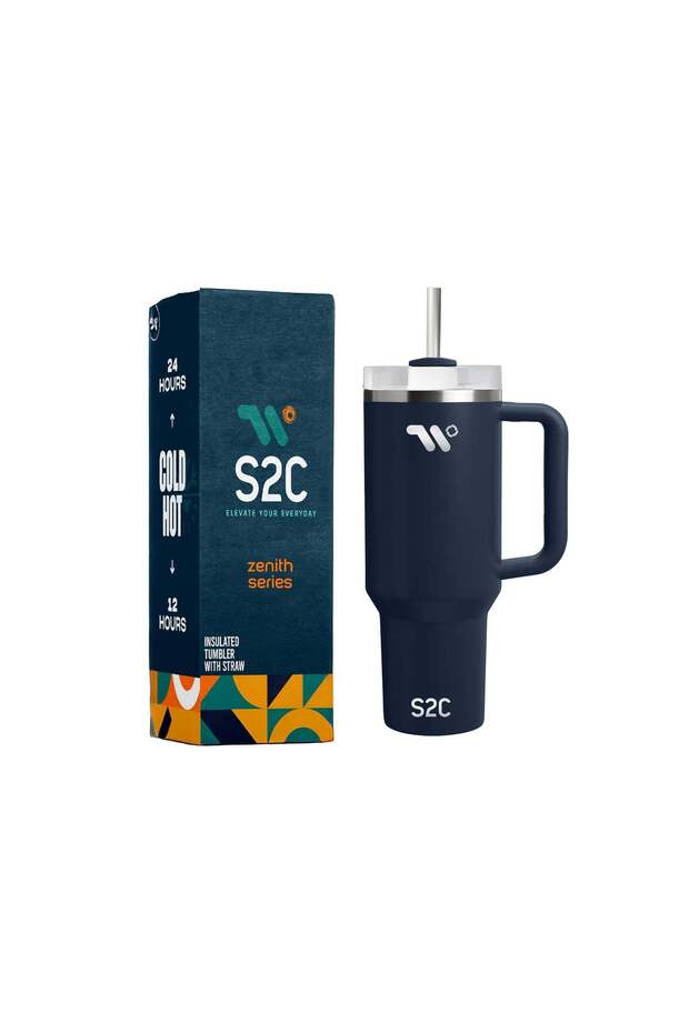 S2C 40oz Stainless Steel Tumbler with Handle & Straw – Double Wall Vacuum Insulated Travel Mug – Leak-Resistant, BPA-Free, Fits Car Cup Holder