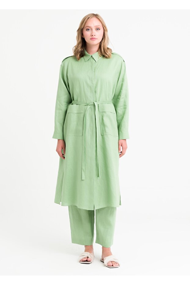Apoletli Keten Tunik - 5