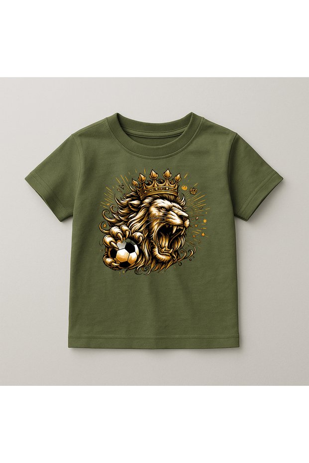 Lion Crew Neck 100% Cotton Printed Short Sleeve Children's and Teenage T-Shirt