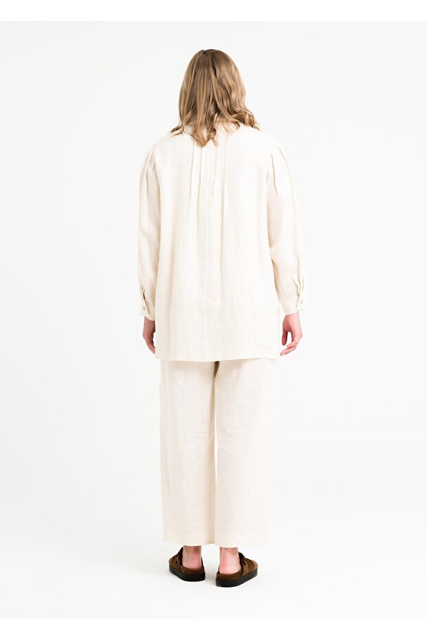 Düşük Kol Keten Tunik - 4