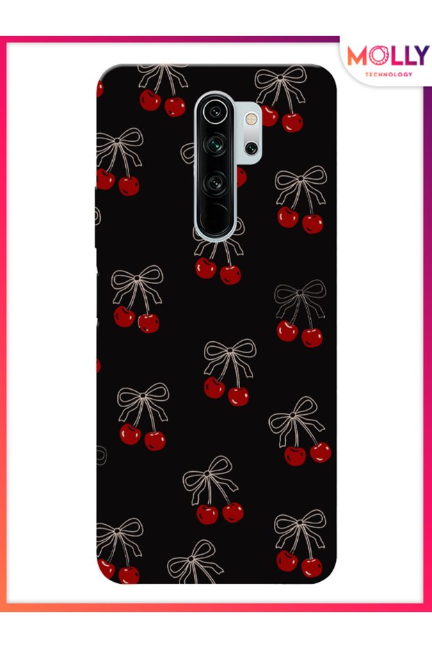 Black Cherry Pattern Silicone Case for Xiaomi Note 8 Pro