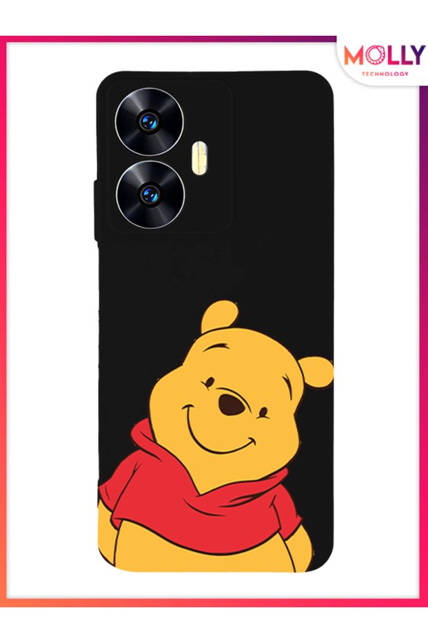 حافظة سيليكون بنمط ابتسامة بوه باللون الأسود لهاتف Realme C55