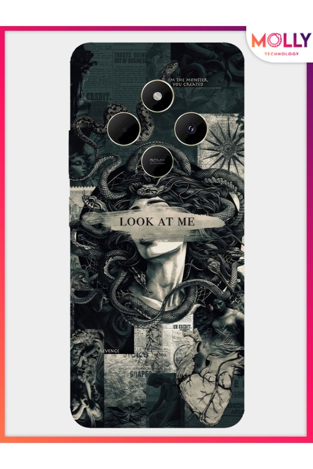 Black Medusa's Gaze Pattern Silicone Case for Xiaomi Redmi 14C 4g