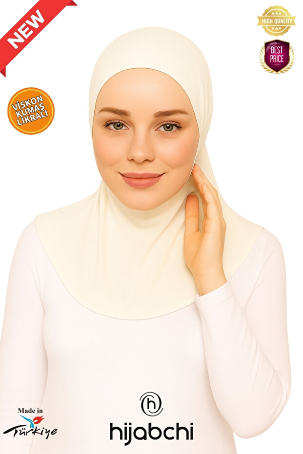 XL Neck Collar Hijab - Wide Fit Viscose Fabric - Diabetic Hijab - Ecru