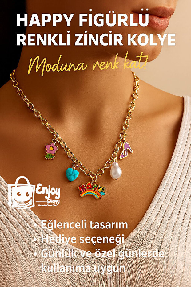 Happy Figured Gold Color Vip Chain Necklace Fun and Stylish Accessory # Gift # Necklace
