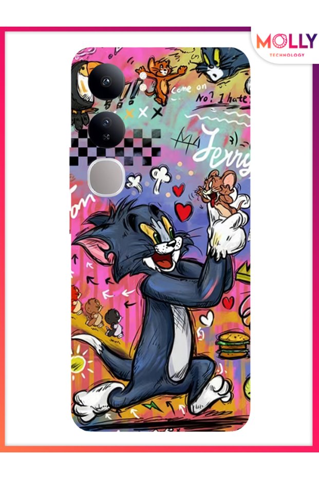 حافظة سيليكون بنمط Trouble Cheese باللون الأسود لهاتف Vivo V40 Lite