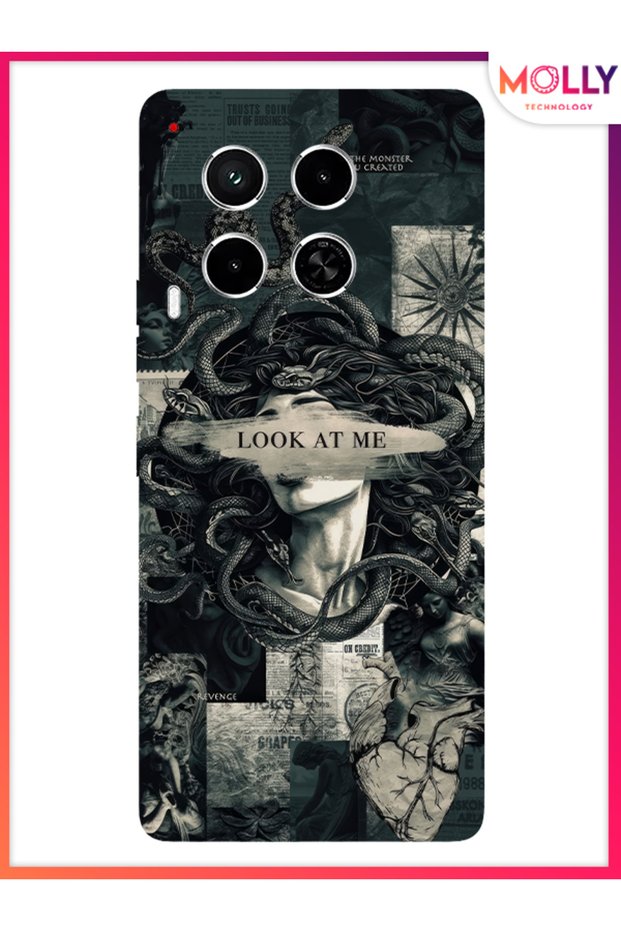 حافظة سيليكون بنمط Medusa's Gaze باللون الأسود لهاتف Tecno Camon 30