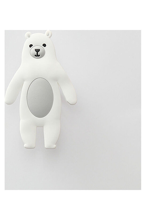 Bear Shape Plastic Adhesive Hook White 8x8x4.5cm