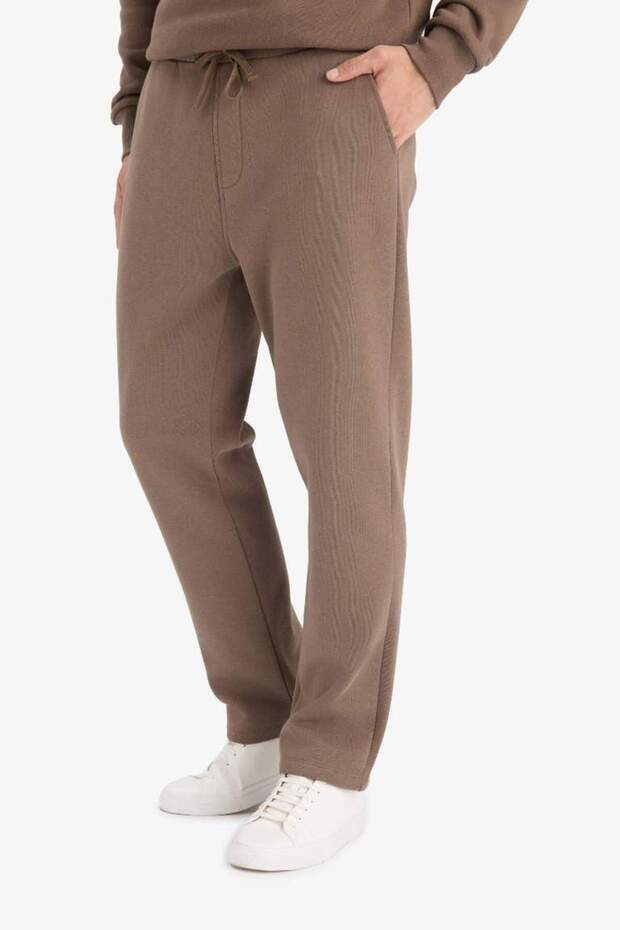 Regular Fit Beli Bağcıklı Cepli Düz Paça Kalın Eşofman Altı D7836AX25AU - 5