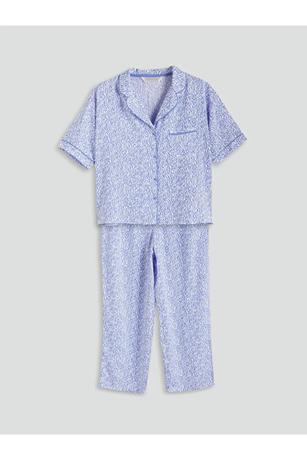 LCW DREAMMor Gömlek Yaka Desenli Kadın Pijama Takımı - 1
