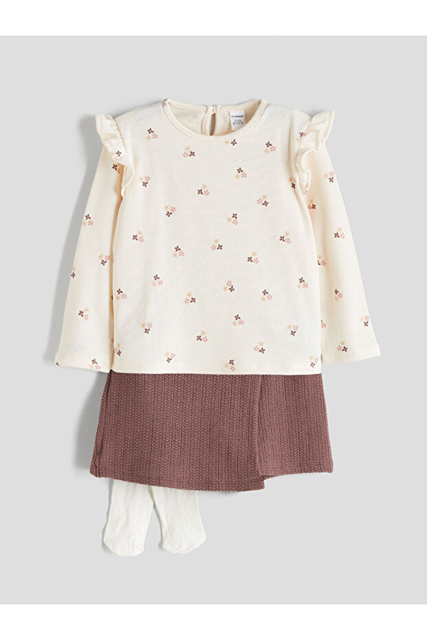Ruffled Girls' Blouse, Skirt and Tights