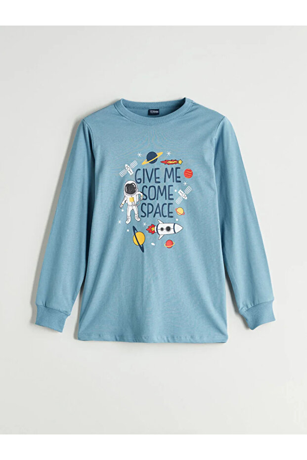 LCW ECOIndigo Bisiklet Yaka Baskılı Erkek Çocuk Pijama Takımı - 2