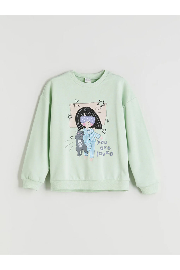 LCW ECOYeşil Bisiklet Yaka Kız Çocuk Pijama Takımı - 2