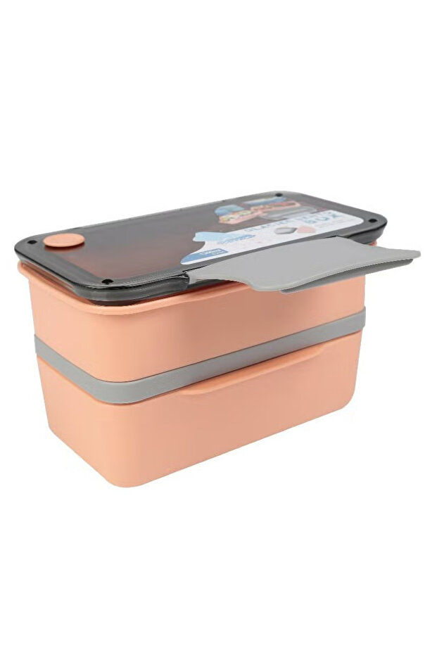 Lunch Box Double Deck – Snap Lock Peach - 1