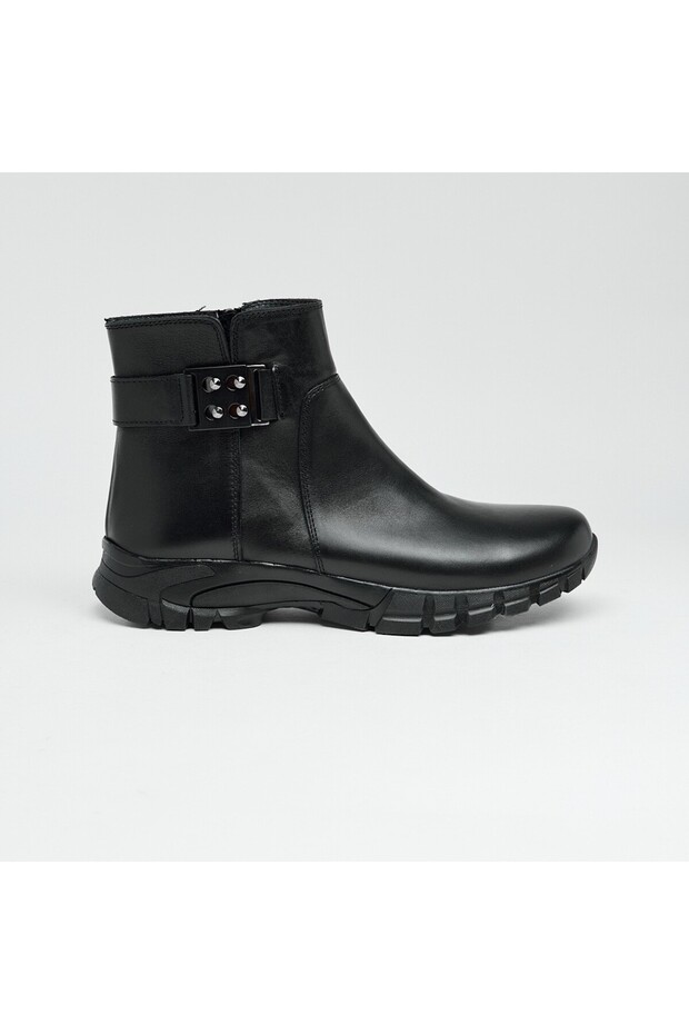 Hakiki Deri Fermuarlı Kadın Bot - 1