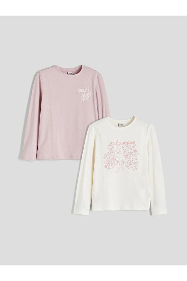 Lcw Crew Neck Printed Girls' T-Shirt 2-Pack (W5)