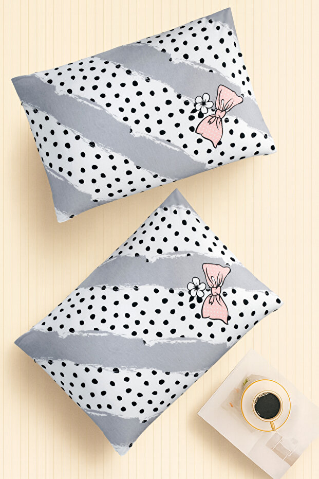 |   Pattern |   Ranforce 2-Piece Pillowcase Set |   Bow White - 1