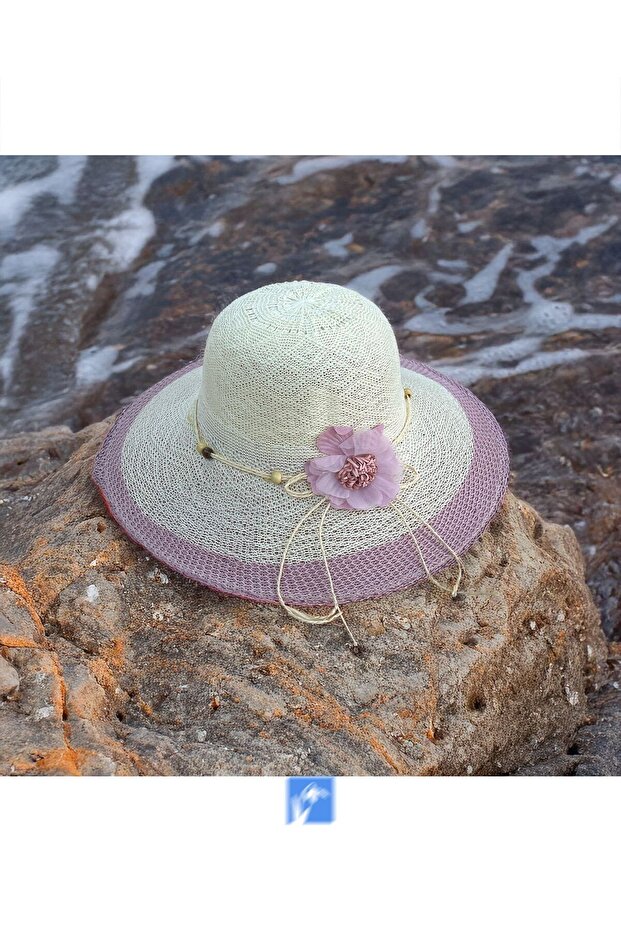 Wide Brim Mercerized Beach Hat for Women