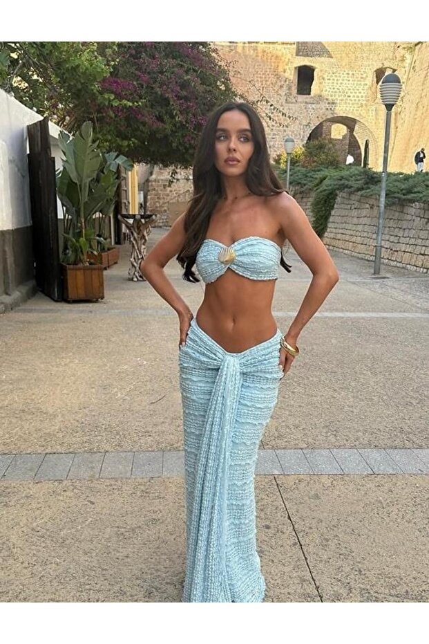 Blue Sydney Seashell Lace Skirt Double Dress