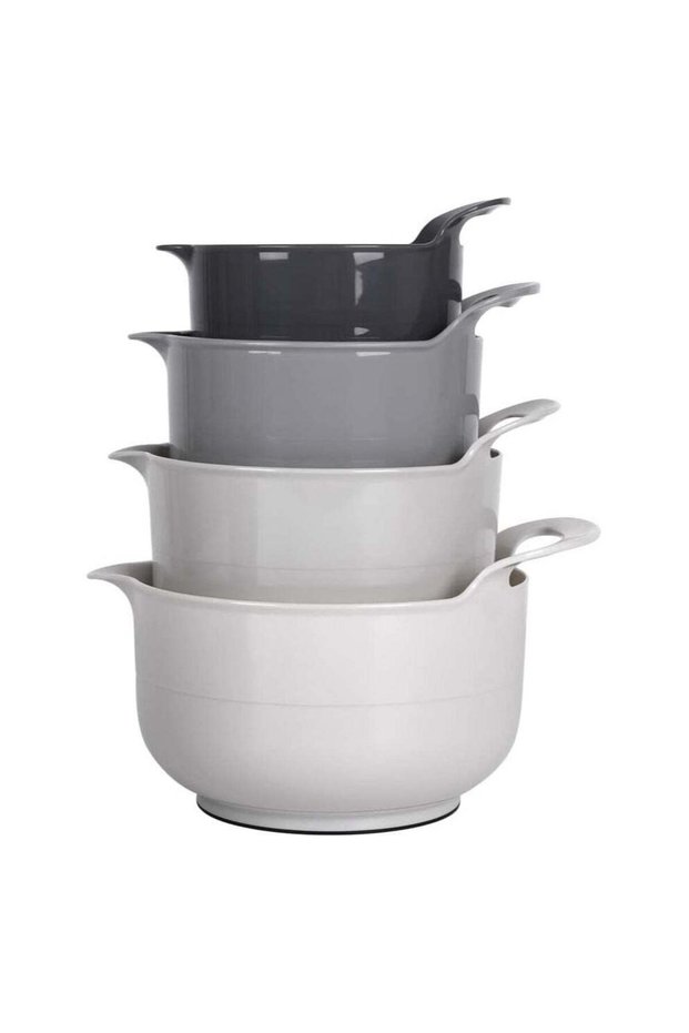 Mixing Bowl Set Plastic Salad Bowl Mixing Bowl Set Non-Slip with Handle Stackable Serving Bowls for
