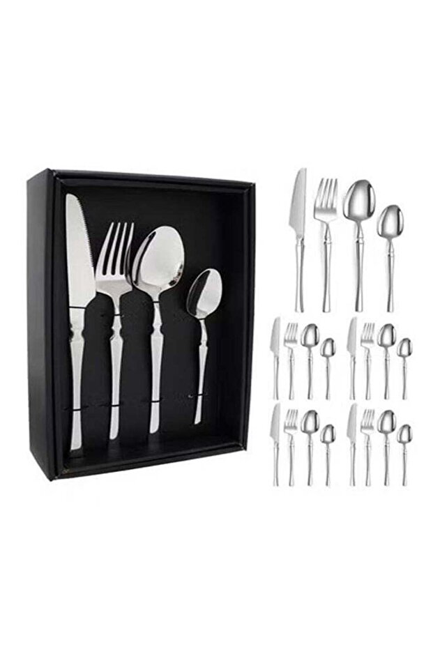 Slim Handle Hourglass Design 24 Piece Cutlery Set