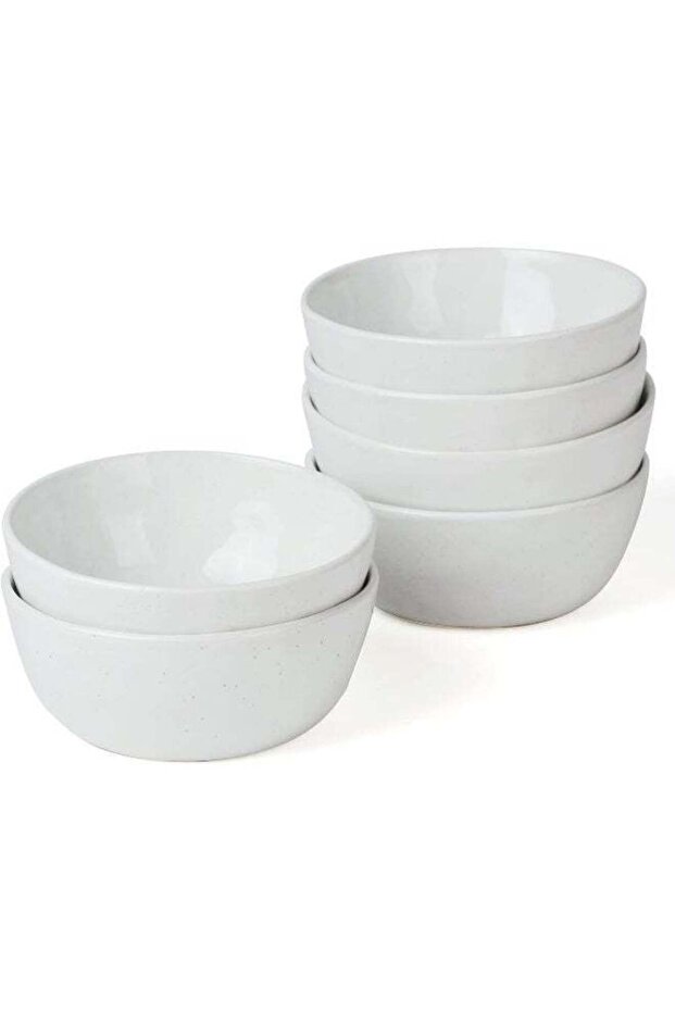 Mars 6 Piece Stoneware Bowls Set in 5.5 inches, Speckled Design, Serving Bowl for Cereal, Soup, Ric