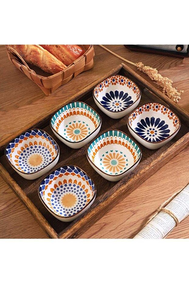 Ceramic Bowls 200 ml, Bohemian Style Bowl Gift Set, Assorted Dinnerware Serving Bowls for Cereal, S