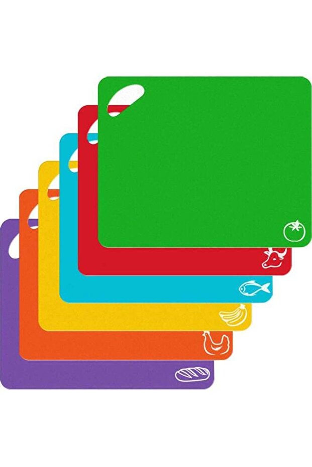 6-Piece Antislip Fruit Chopping Board Multicolour