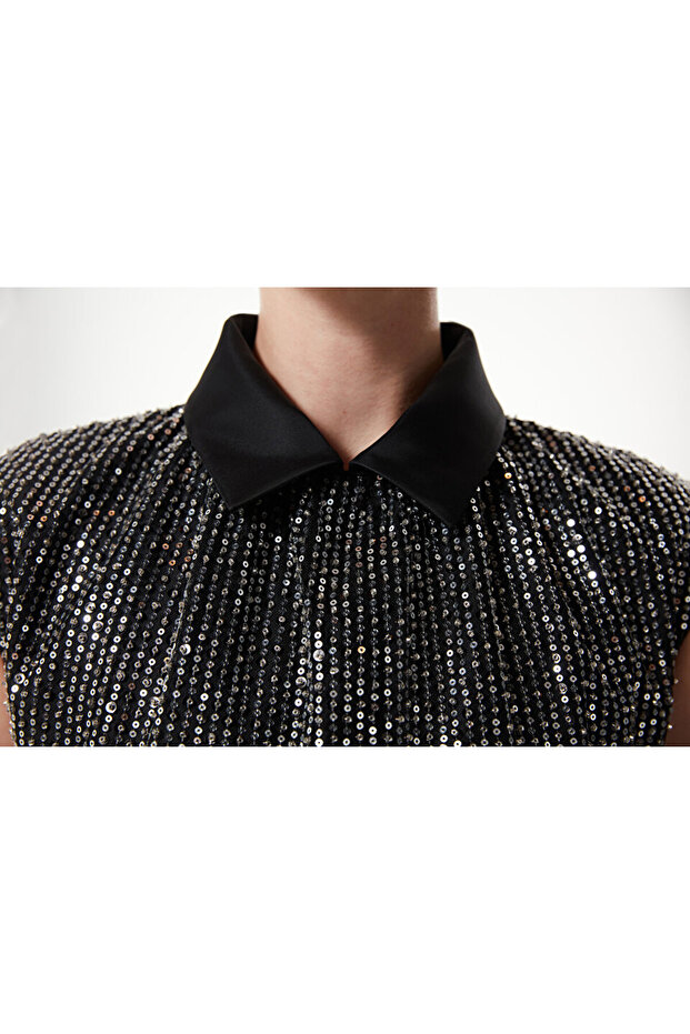 Payetli mini elbise - 8