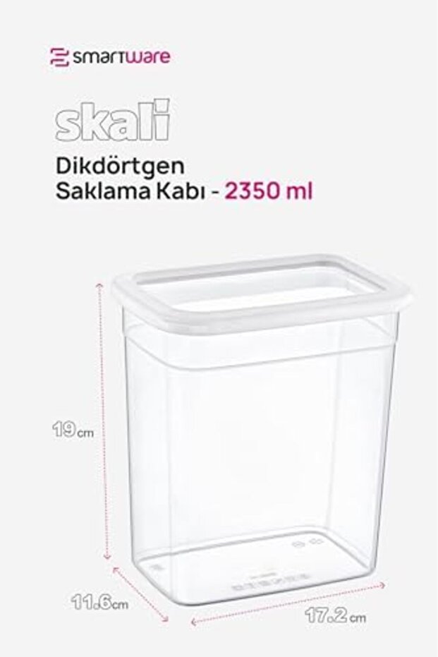 Snshop Set of 6 Skali Rectangular Storage Container White 2350 ml - White, Multi-Purpose Storage Container - 2