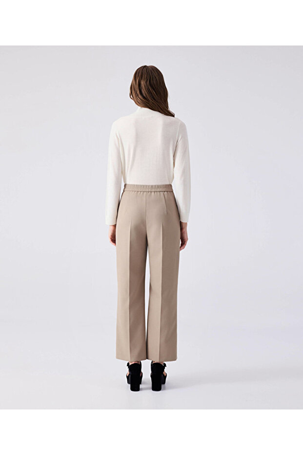 Straight fit elastik bel pantolon - 5