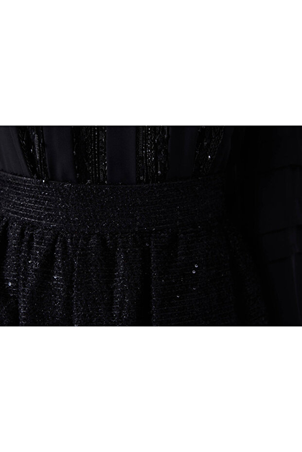 Payetli midi etek - 6