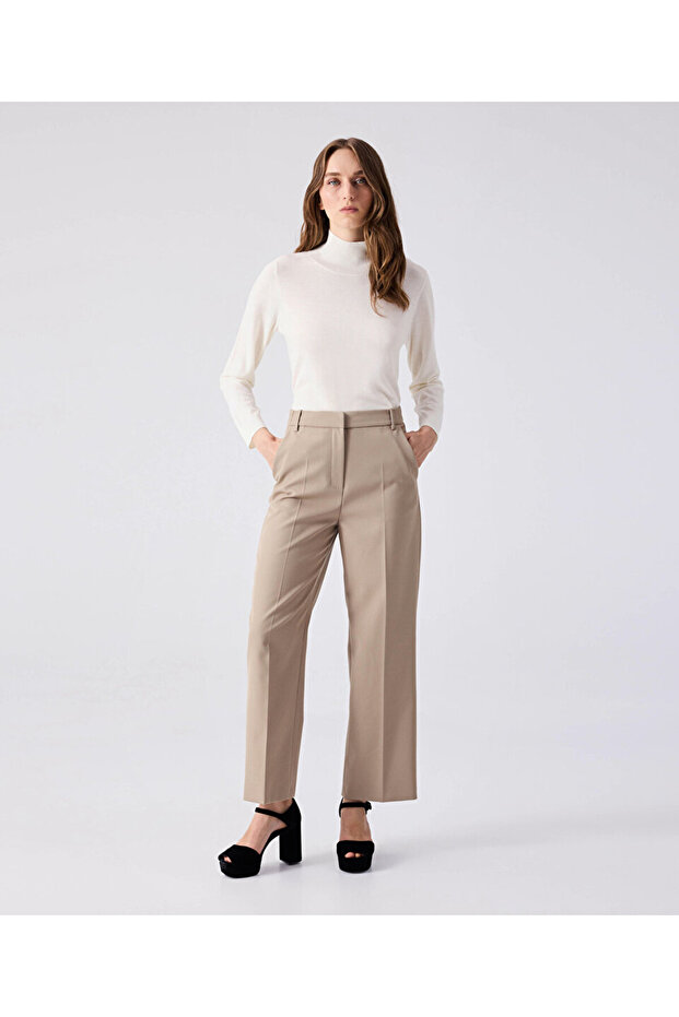 Straight fit elastik bel pantolon - 1