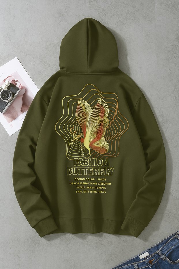 “Trend Oversize Hooded Sweatshirt - Comfortable 3 Thread Fabric, Colorful Printed Unisex”